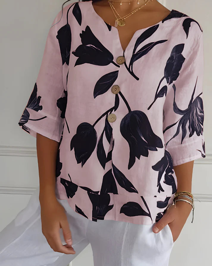 Camila™ | Blusa de primavera con cuello en V