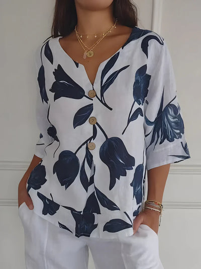 Camila™ | Blusa de primavera con cuello en V