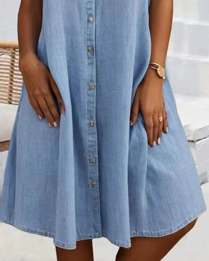 Itzel™ | Vestido Camisero de Mezclilla, Estilo Casual Chic