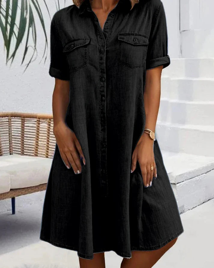 Itzel™ | Vestido Camisero de Mezclilla, Estilo Casual Chic