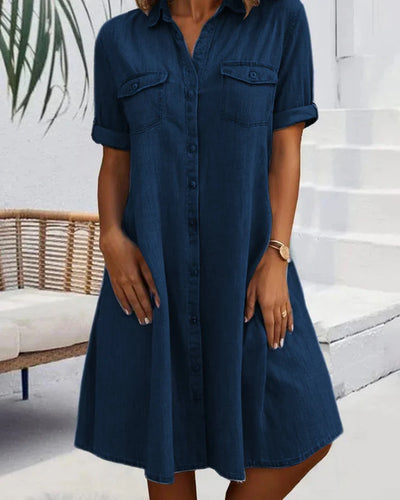 Itzel™ | Vestido Camisero de Mezclilla, Estilo Casual Chic