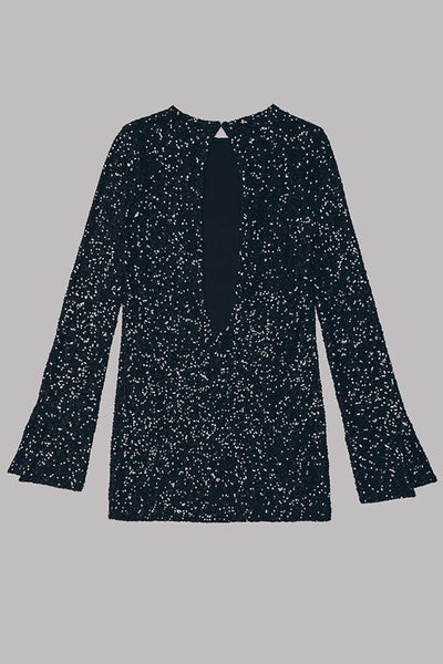 Lunaris™ | Mini vestido de lentejuela con mangas slit largas