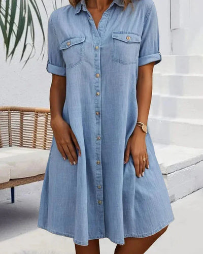 Itzel™ | Vestido Camisero de Mezclilla, Estilo Casual Chic