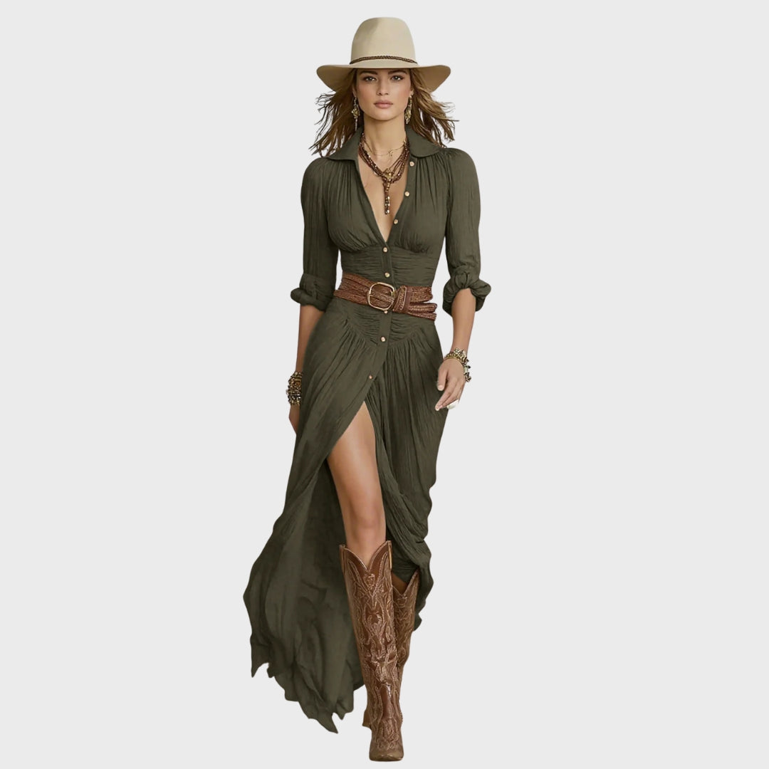 Amelia™ | Vestido maxi elegante con cinturón