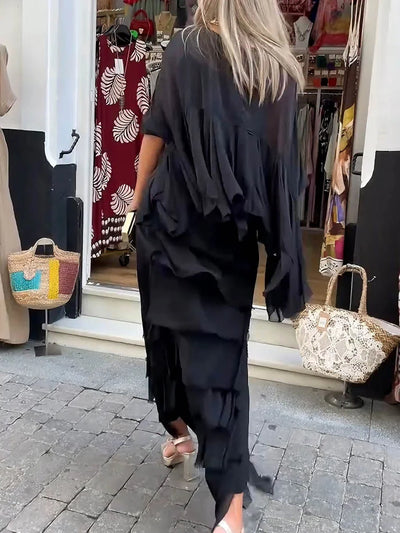 Paula™ | Vestido asimétrico con capas y volantes