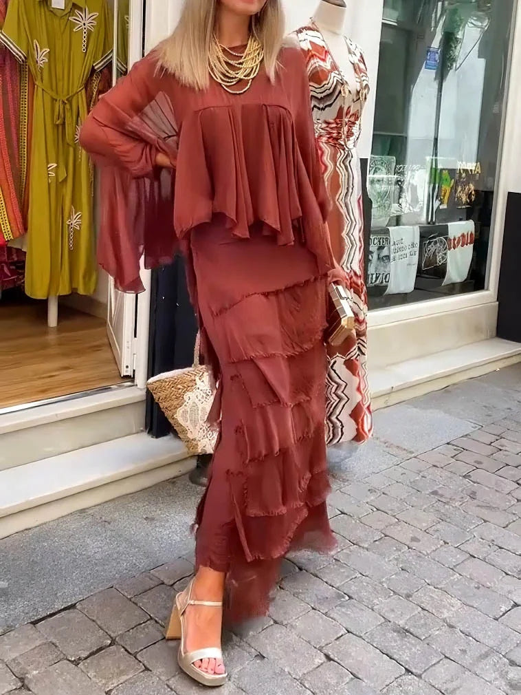 Paula™ | Vestido asimétrico con capas y volantes