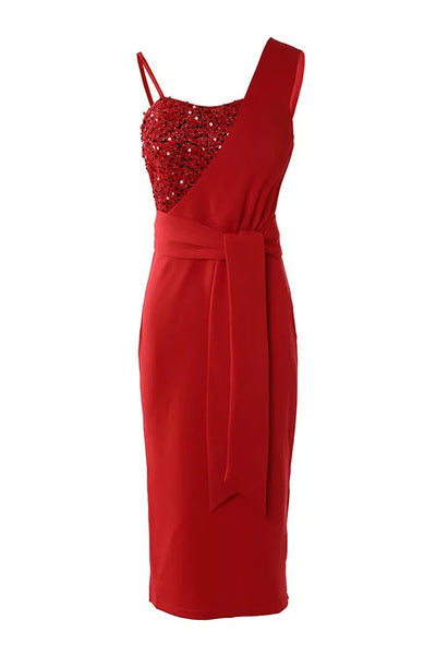Serena™ | Vestido asimétrico con lentejuelas y lazo en la cintura