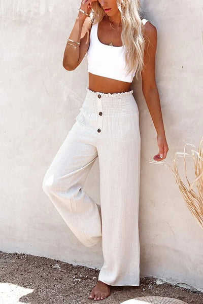 Amaya™ | Pantalones de Lino de Cintura Alta, Frescura con Estilo