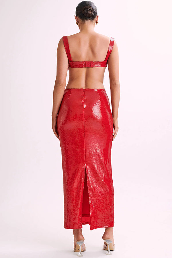 Solara™ | Vestido de lentejuela con cut-out lateral