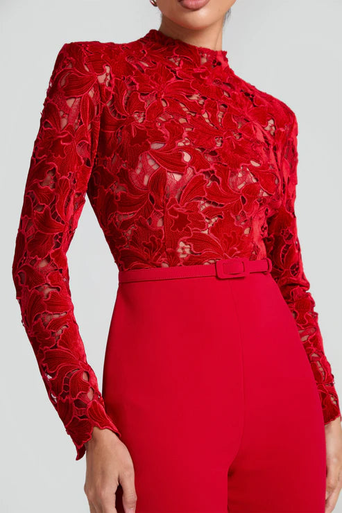 Valentina™ | Jumpsuit de encaje bordado y pantalón flare