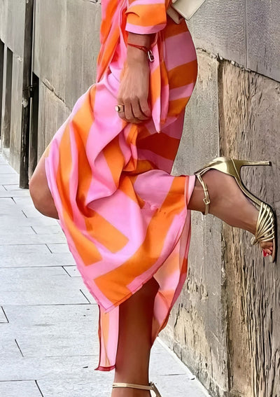 Lidia™ | Vestido camisero ceñido con estampado