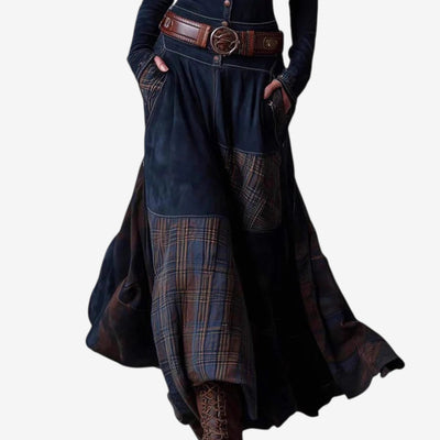 Naylen™ | Vestido maxi ante y tartán