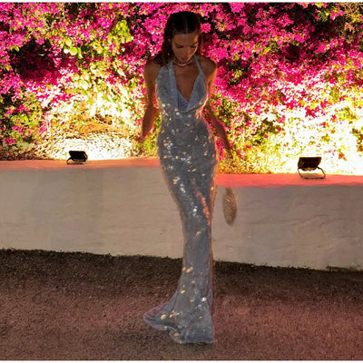 Cleo™ | Vestido largo de lentejuelas con espalda descubierta