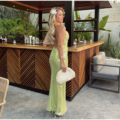 Cleo™ | Vestido largo de lentejuelas con espalda descubierta