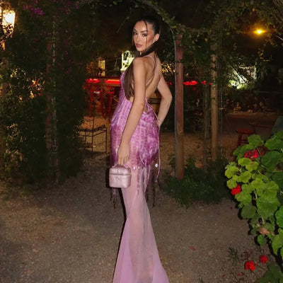 Cleo™ | Vestido largo de lentejuelas con espalda descubierta