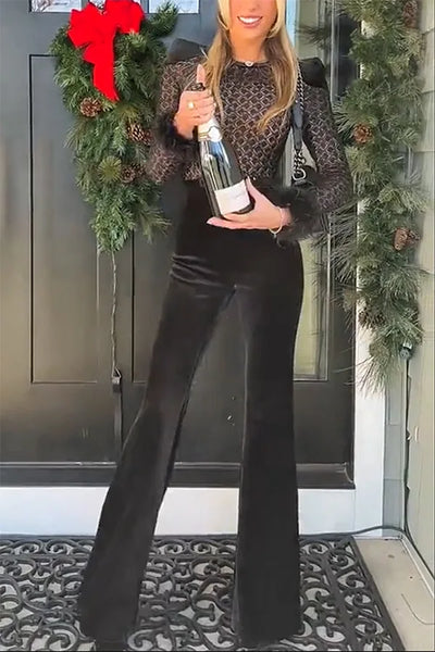 Noiré™ | Jumpsuit de encaje con plumas