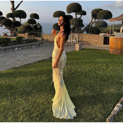 Cleo™ | Vestido largo de lentejuelas con espalda descubierta