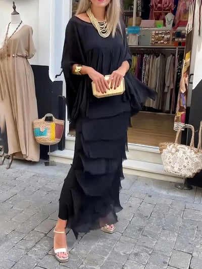 Paula™ | Vestido asimétrico con capas y volantes