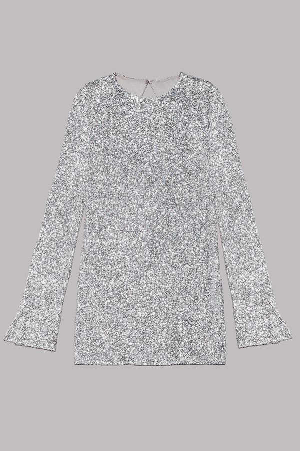 Lunaris™ | Mini vestido de lentejuela con mangas slit largas