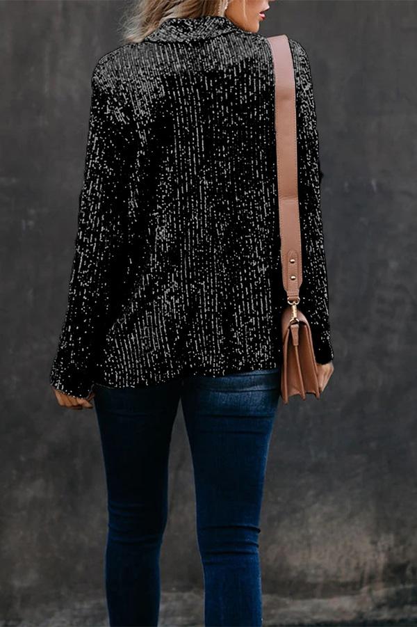 Elena™ | Blazer largo de lentejuelas con cuello solapa