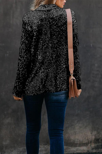 Elena™ | Blazer largo de lentejuelas con cuello solapa