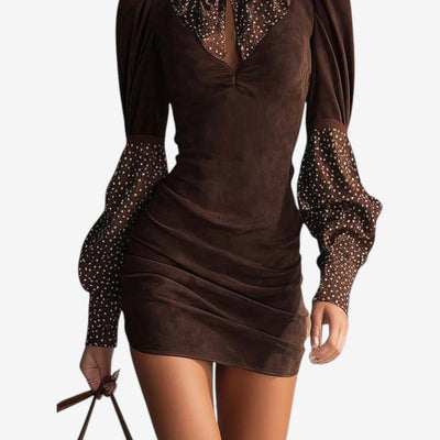 Zayra™ | Vestido de ante con mangas abullonadas