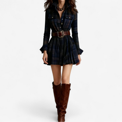 Briena™ | Vestido tartán camisero